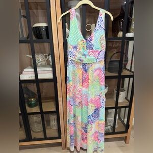 Lilly Pulitzer SLOANE MAXI DRESS Roar Of The Seas Multi Floral Coral midi